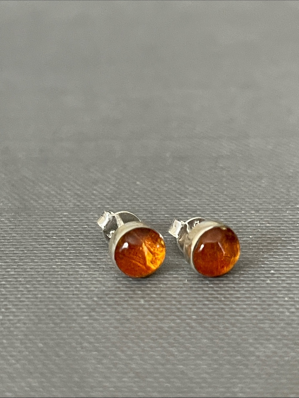 Amber Sterling Stud Earrings